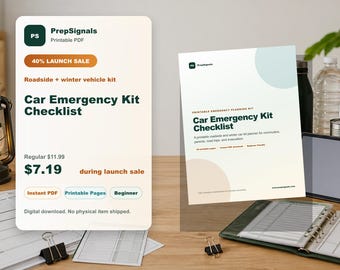 Car Emergency Kit Checklist, Roadside Winter Vehicle Planner (Digital Download)