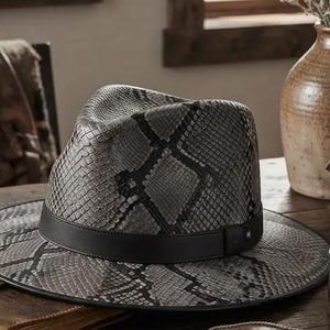 Option 3: Luxury Snakeskin Leather Cowboy Hat | Handmade Python Hat Western Fedora