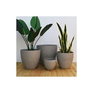 Maceta grande con aspecto de piedra esmerilada para interiores y exteriores, maceta moderna para bonsáis, ideal para balcón, patio o decoración del hogar.