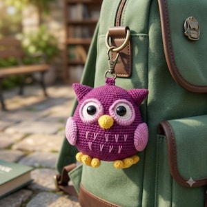 Molde de chaveiro de coruja em crochê em PDF | Tutorial para enfeite de bolsa (Download digital)