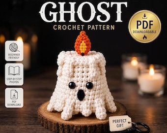Patrón de vela de Halloween a crochet, patrón de adorno de Halloween a crochet, patrón de fantasma a crochet en PDF, patrón de Halloween a crochet, descarga instantánea