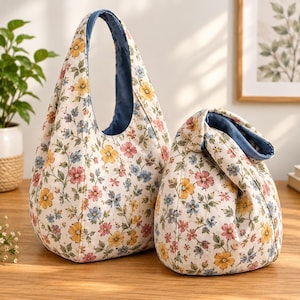 Hobo Bag Sewing Pattern PDF, Slouchy Shoulder Bag Pattern, Reversible Tote Bag, Beginner Sewing Pattern, Instant Download