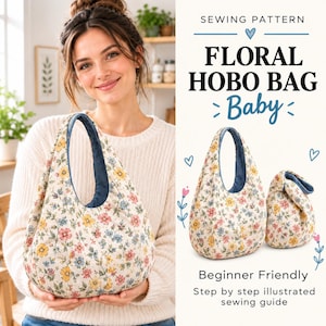 Patron de couture PDF pour sac hobo, sac bandoulière souple, cabas réversible, patron de couture pour débutants, téléchargement instantané