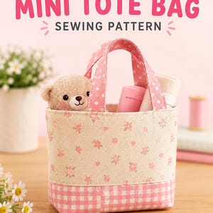 Mini Tote Bag Sewing Pattern | Fat Quarter Project, Beginner Friendly (PDF Download)