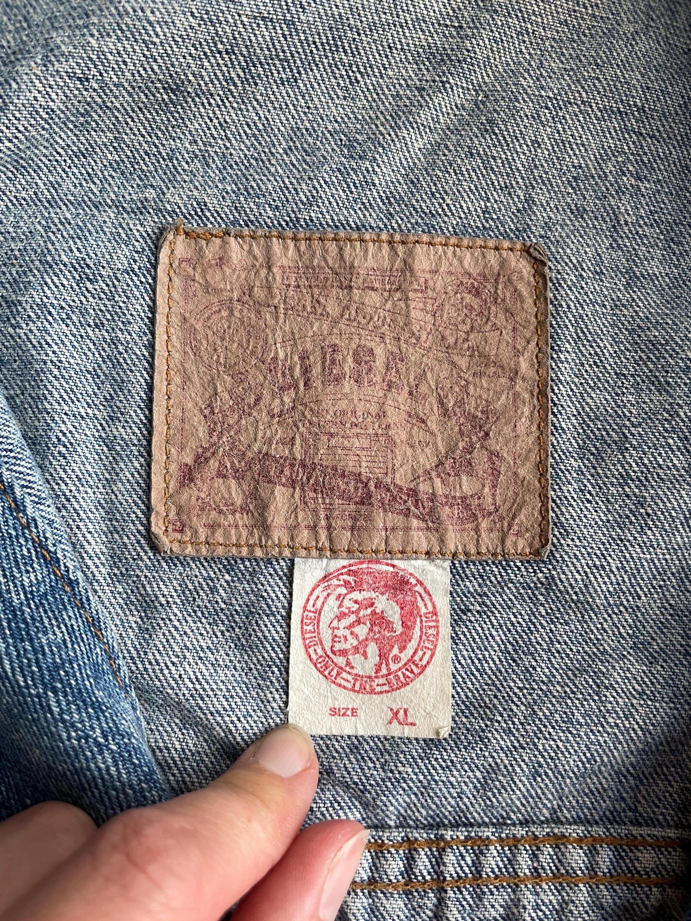 Vintage Diesel Jacket Mens Blue Denim Trucker 1980's Red Label
