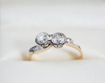Old Cut Diamond 2 stone ring 18 ct Gold & Platinum