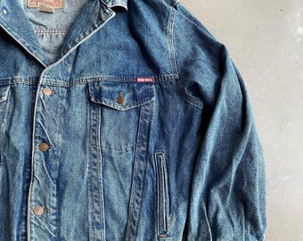 Vintage Diesel Jacket Mens Blue Denim Trucker 1980's Red Label