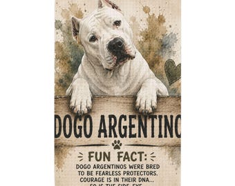 Toalha de Cozinha Waffle com Ilustração de Dogo Argentino | Toalha de Cozinha com Estampa de Raça de Cachorro
