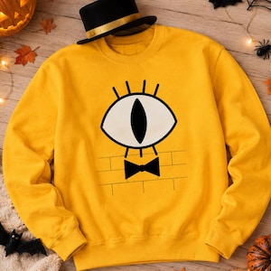 Bill Cipher Gravity Falls kostymtröja, Bill Cipher ögongrafiktröja, Gravity Falls-inspirerade kläder, kostym Halloween 2026 tröja