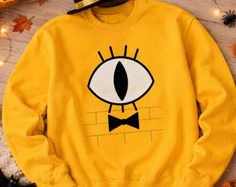 Felpa con il costume di Bill Cipher di Gravity Falls, felpa con grafica dell'occhio di Bill Cipher, abbigliamento ispirato a Gravity Falls, maglietta per Halloween 2026