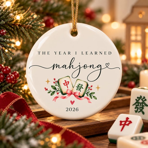 Mahjong Lover Ornament New Mahjong Hobby Gift Ceramic Christmas Ornament Mahjong Friend Personalized Mahjong Group Gift 2026 Mahjong Club