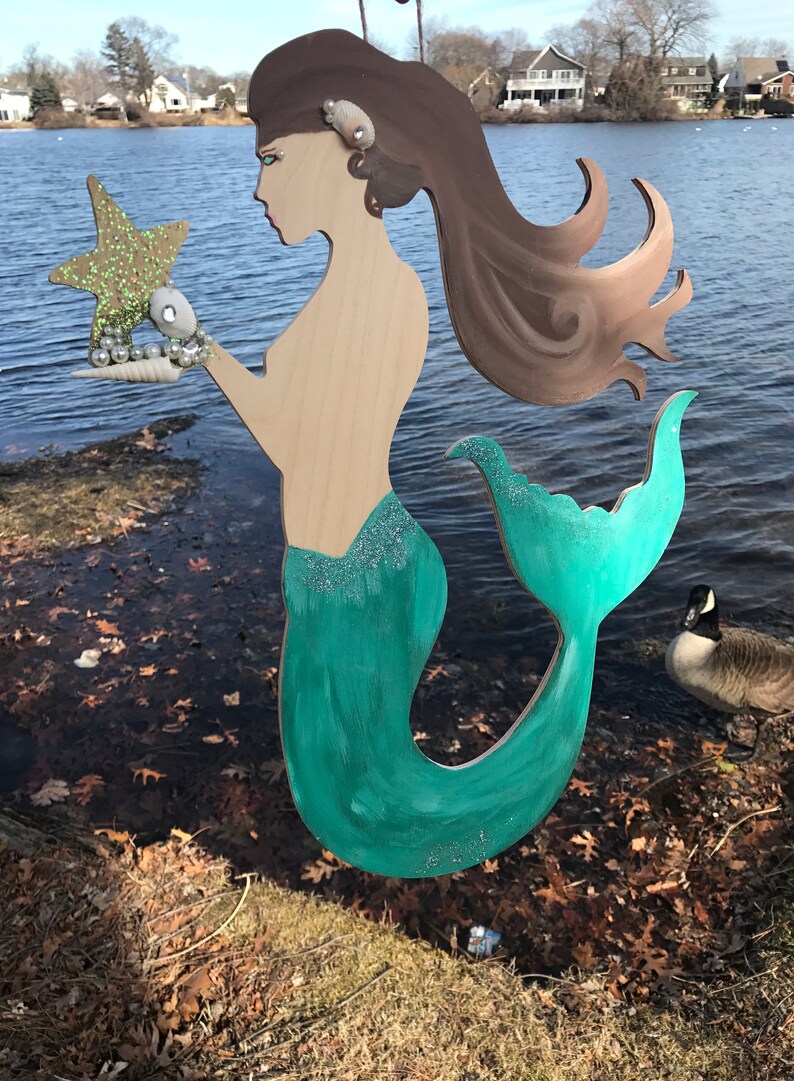 Labor Day Sale Pastel Mermaid decor Wooden Mermaid Sign Etsy