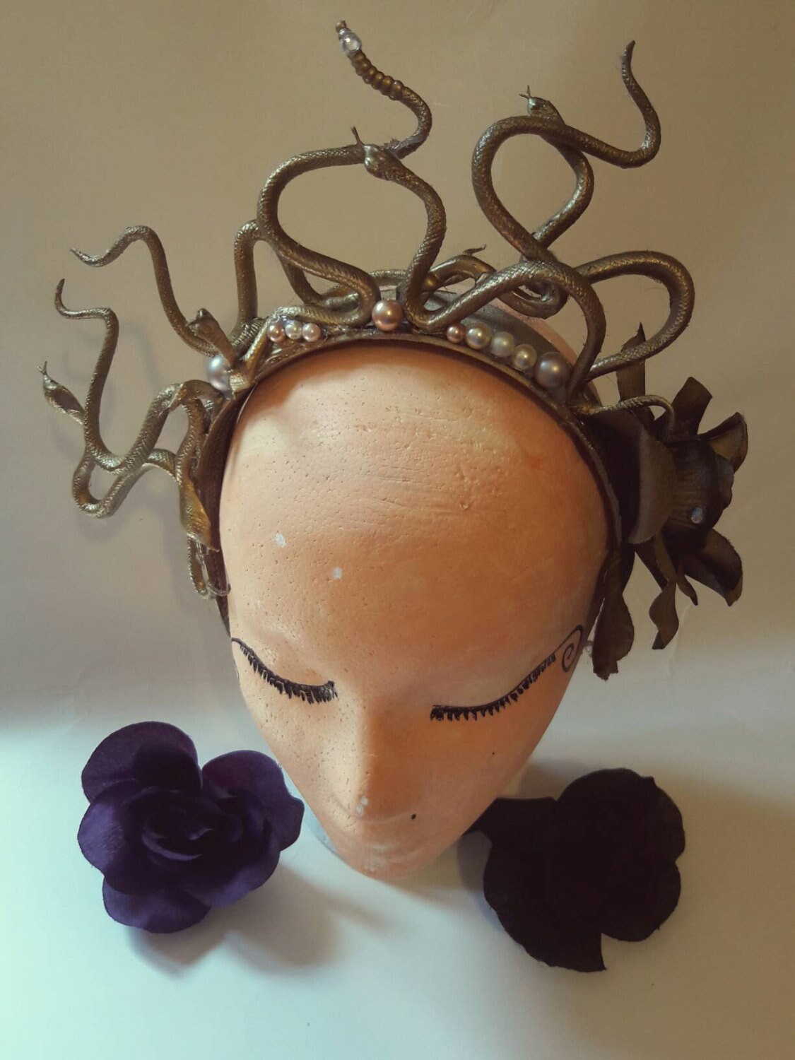 Golden Medusa Headpiece Halloween Headband Costume Snake Etsy