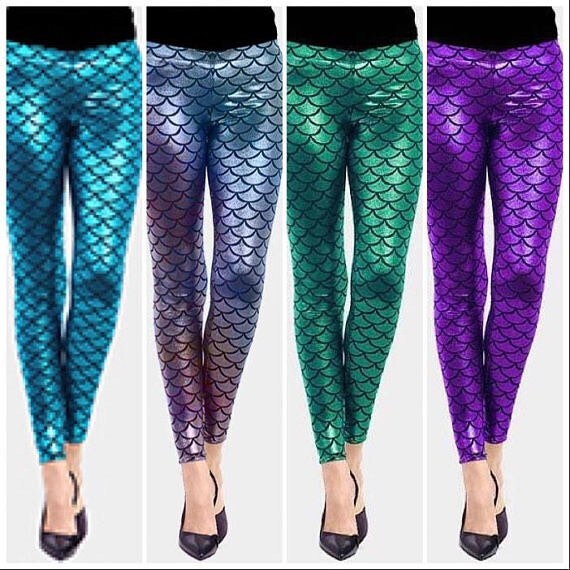 Metallic Silver Mermaid Leggings 