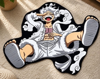 Gear 5 Anime Rug, Shaped Manga Floor Mat, Non Slip Soft Carpet, Gaming Room Decor, Otaku Gift, Anime Fan Home Decor