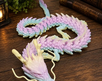 3D Printed Crystal Gem Dragon Fidget Toy, Articulated Flexi Dragon, Sensory Gift for Kids & Adults,  Desk Toy, Birthday Gift