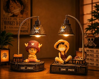 Lampada anime One Piece, con figure di Luffy e Chopper, decorazione da collezione anime, luce notturna manga, decorazione per la stanza a tema anime, regalo per otaku