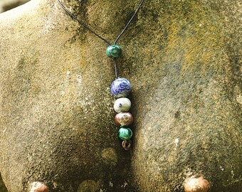 Enamel handmade beads pendant -  FIVE STARS