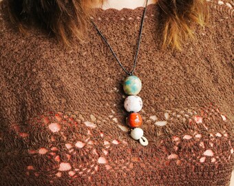 Enamel handmade beads pendant -  FOUR ELEMENTS