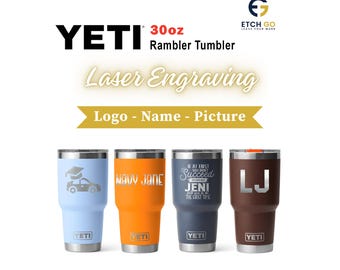 Laser Engraved 30oz/887ml YETI Rambler Tumbler, Personalized Vacuum Insulated with MagSlider Lid, Yeti Name & Logo Tumbler, Gift for Him Her