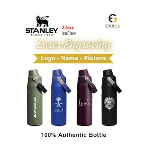 Personalized 24oz/709ml Stanley IceFlow Aerolight Bottle, Laser Engraved Stainless Steel Bottle with integrated cap holder and Lid, Travel
