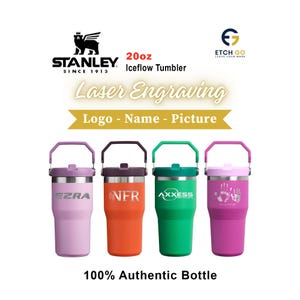 Laser Engraved 20oz/591ml Stanley IceFlow Flip Straw Tumbler, Personalized Stainless Steel Cup with Lid & Handle, Son's Birthday Gift