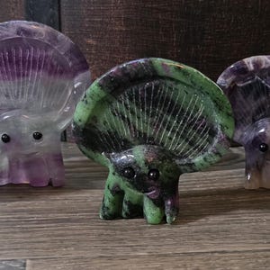 Mushroom People Hand-carved Genuine Natural Crystals Gemstones Pink Opal Green Jade Amethyst Fluorite Ruby Zoisite