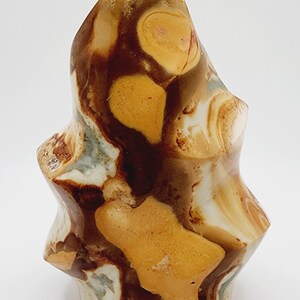Large Hand Carved Polychrome Jasper 62A Gemstone Flame Carving 5.5 Inch