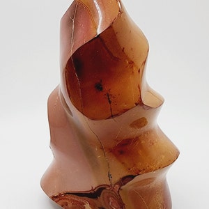 Large Hand Carved Polychrome Jasper 62B Gemstone Flame Carving 5.5 Inch