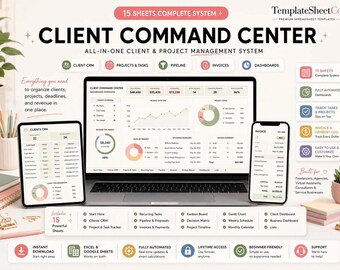 Client Management Spreadsheet | CRM Project Tracker Invoice Planner | Google Sheets Excel