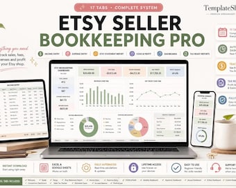 Etsy Seller Bookkeeping Spreadsheet | Income Expense Profit Tracker | Excel Google Sheets Template