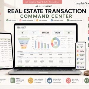 Real Estate Transaction Tracker | Transaction Coordinator Spreadsheet | Excel Google Sheets