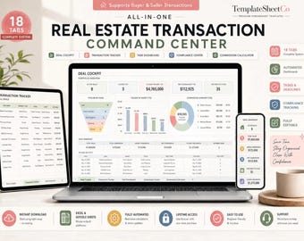Real Estate Transaction Tracker | Transaction Coordinator Spreadsheet | Excel Google Sheets