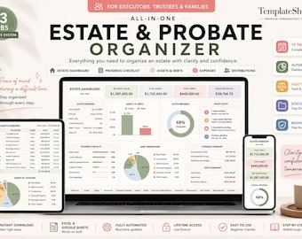 Estate Planning Spreadsheet | Executor Organizer Template | Probate Checklist Tracker | Google Sheets & Excel Digital Download