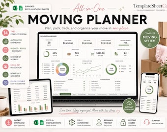 Moving Planner Google Sheets Template | Budget Tracker, Packing Checklist & Relocation Organizer