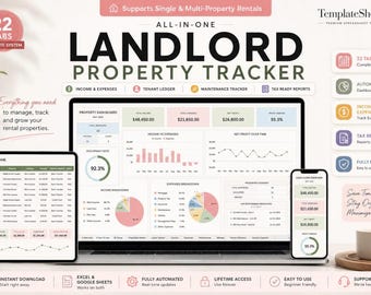 Plantilla de hoja de cálculo para propietarios de inmuebles en alquiler (Excel, Google Sheets) para el seguimiento de ingresos y gastos