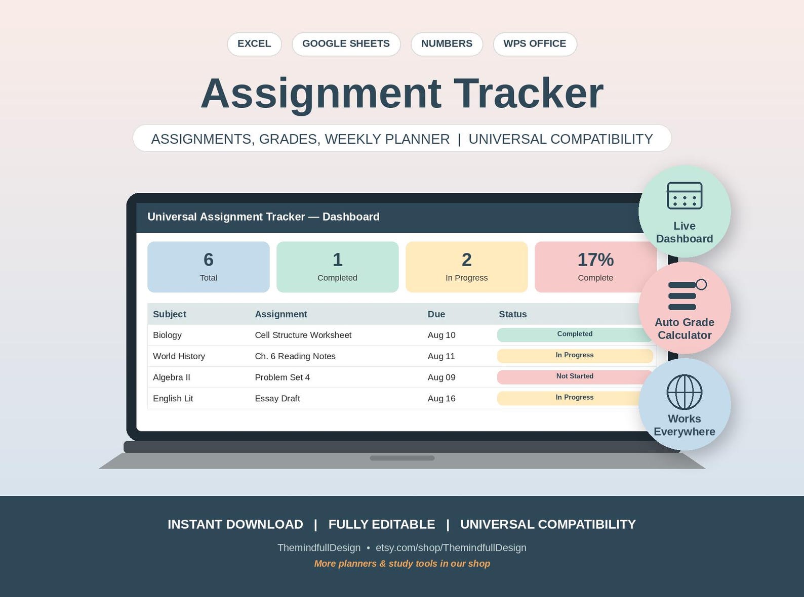 Assignment Tracker Spreadsheet