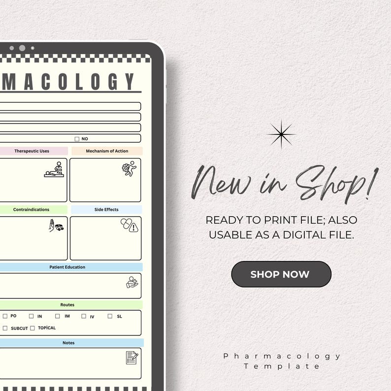 pharmacology study guide
nursing medication guide
drug study template
medication study sheet
nursing notes template
healthcare student guide
nursing school printable
pharmacology worksheet
medication tracker
nursing study planner
healthcare study notes
clinical rotation guide
medical student notes
pharmacology organizer
medication reference sheet
nurse study guide
study template
pharmacology
lab cheat sheet
study notes template
digital download
printable

nursing template
nursing student gift
n