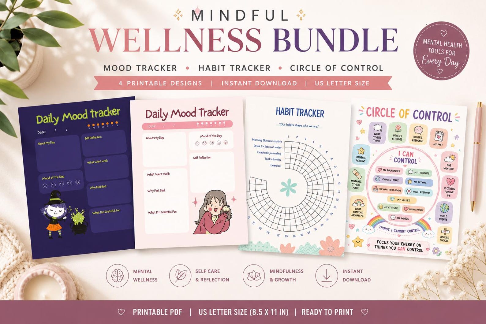Mindful Wellness Bundle Printable