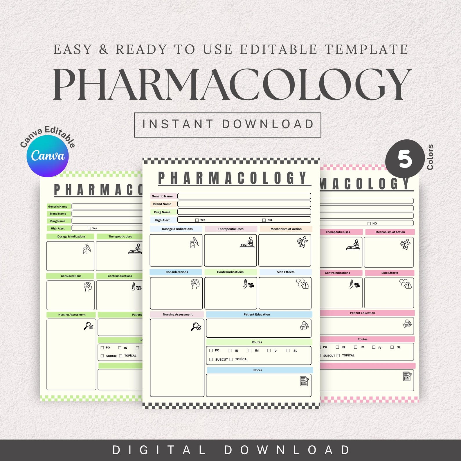 Editable Pharmacology Study Sheet