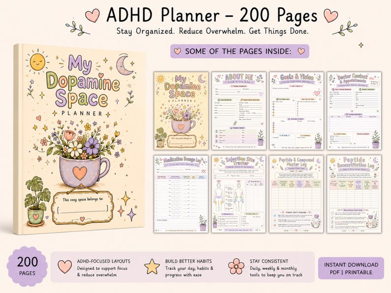 adhd dopamine space printable planner

adult adhd health and peptide tracker pdf

200 page adhd daily weekly journal bundle

printable injection site rotation guide planner

cute pastel goodnotes adhd life planner adhd planner (12 chars)

printable planner (17 chars)

adult adhd planner 

dopamine planner 

adhd journal pdf 

health log bundle 

200 page planner (16 chars)

injection tracker (17 chars)

medication log 
habit tracker 
goodnotes planner 

daily life planner 

cute adhd journal
