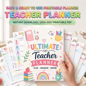 teacher planner 2026, weekly lesson plans, school planner, homeschool planner, teacher binder, academic planner, teacher planner pdf, happy planner, teaching planner, printable planner, teacher agenda, teacher to do list, 2026 weekly planner
Printable Teacher Planner 2024-2025, Weekly Lesson Plans, Homeschool Planner, Teacher Agenda, Teacher Tracker, Teacher Binder, Printable PDF