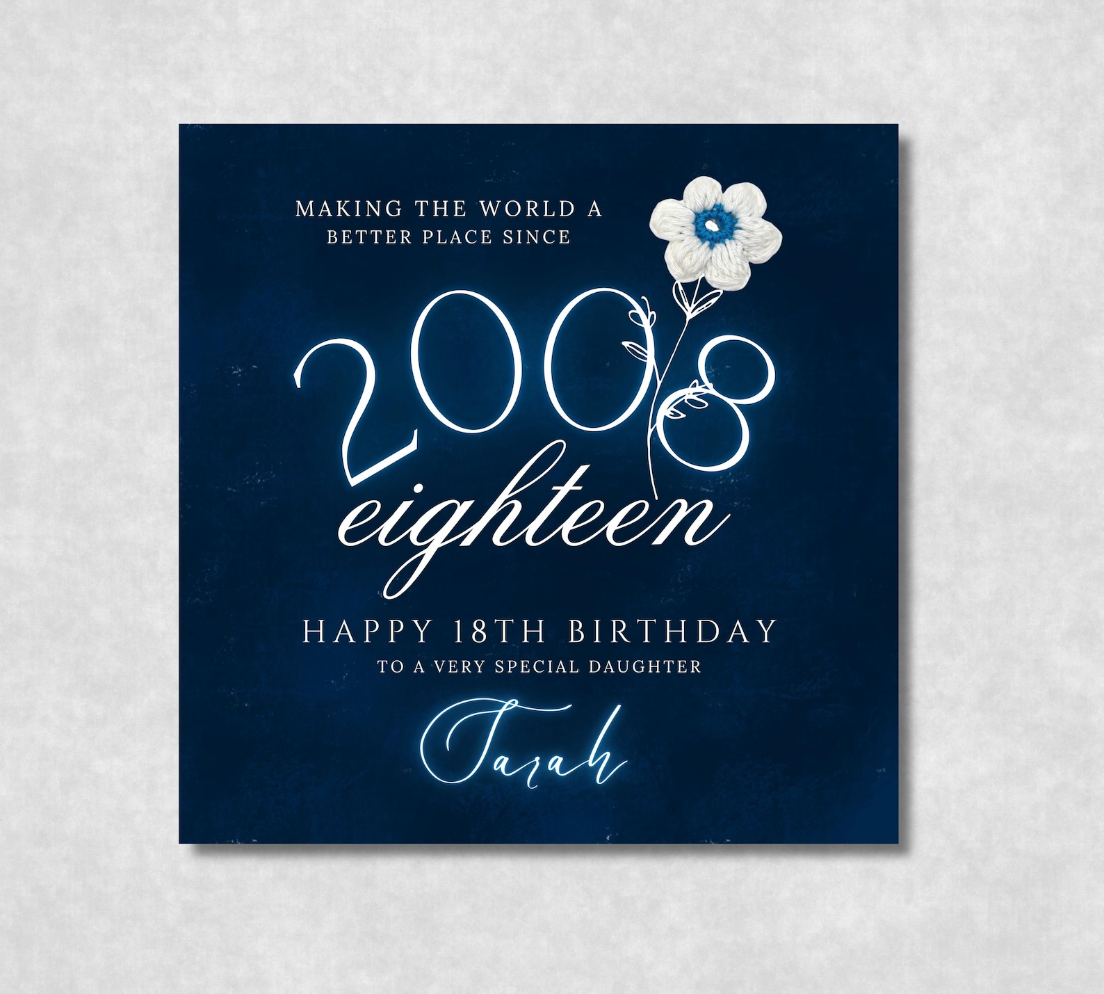 Crochet Flower 18th Birthday Card for Daughter