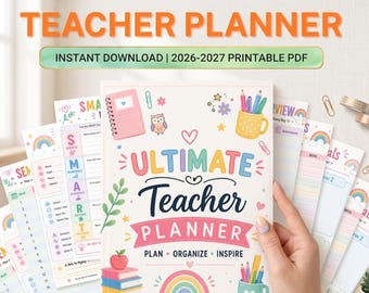 Teacher planner 2026-2027, weekly lesson plans, school planner, homeschool planner, teacher binder, academic planner, teacher planner pdf
