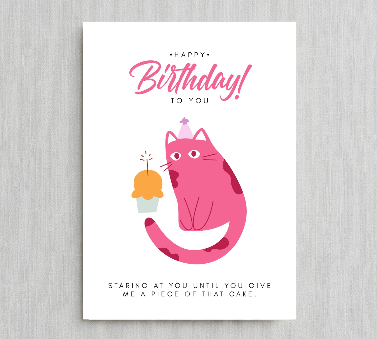 Funny Cat Birthday Card Printable, Cute Cat Lover