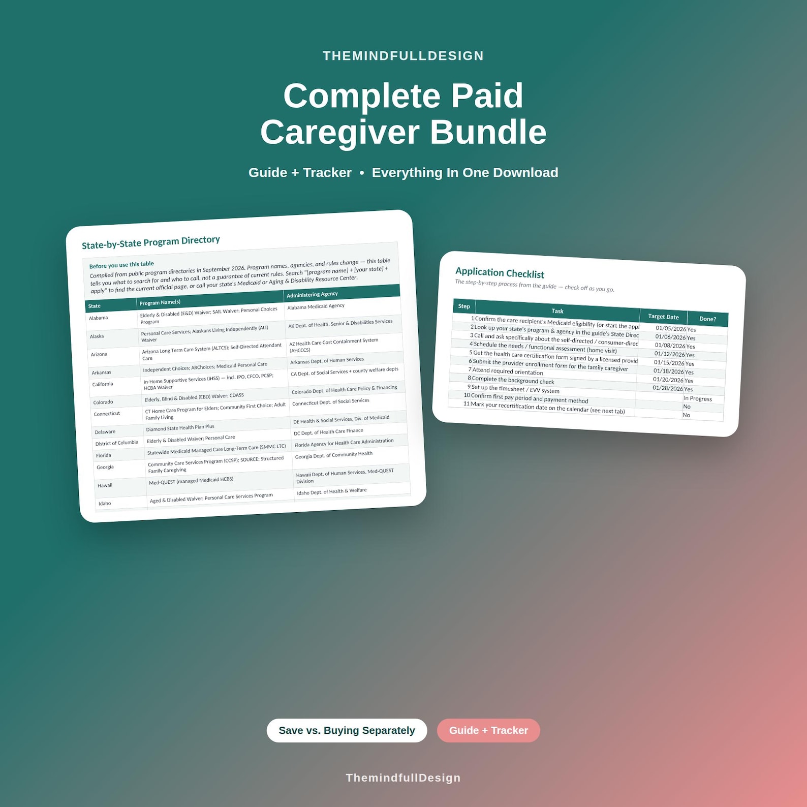 Complete Paid Caregiver Bundle, Program Guide + Tracker