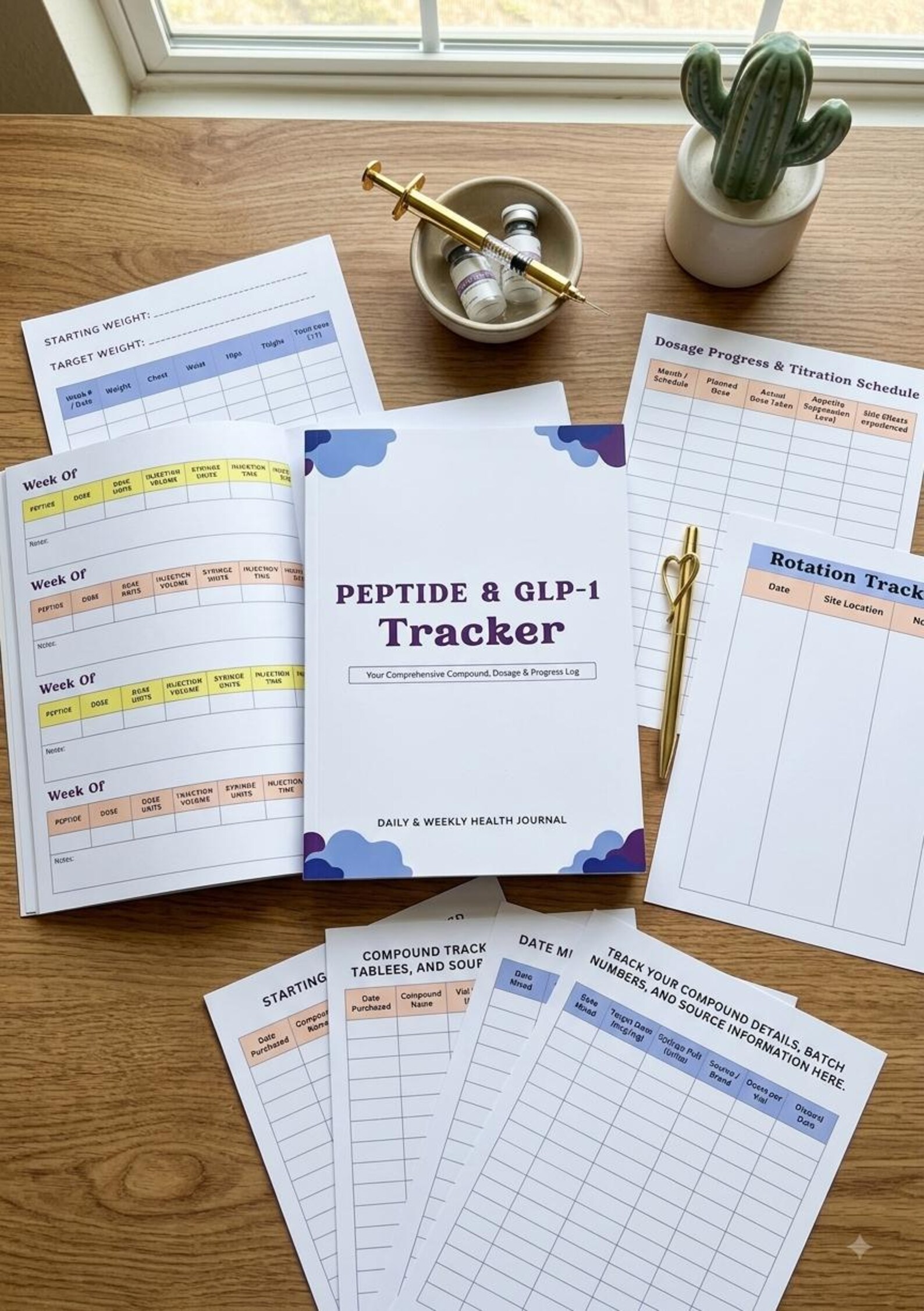 Peptide GLP Health Tracker, Dosage & Injection Log