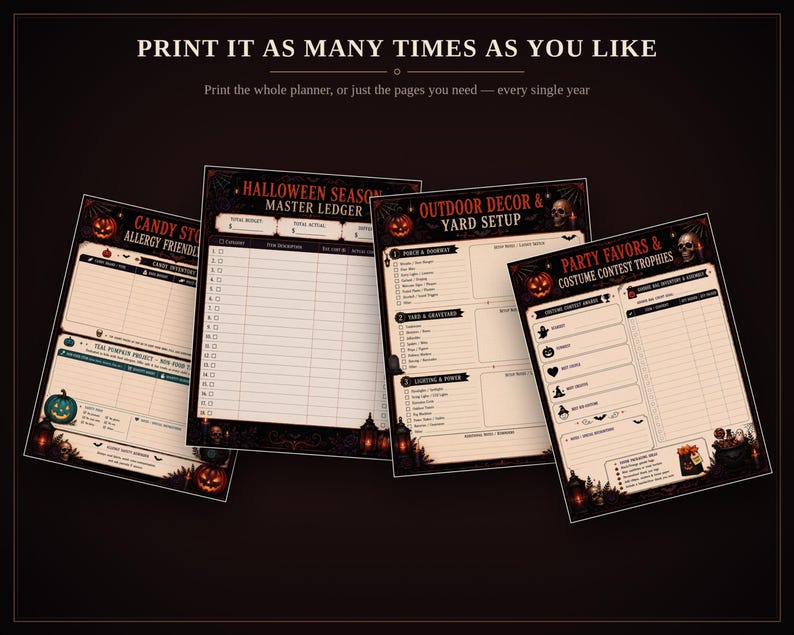halloween planner, halloween printable, gothic halloween, halloween party, party planner, countdown checklist, spooky season, halloween organizer, printable planner, halloween budget, trick or treat, party planning kit, halloween checklist