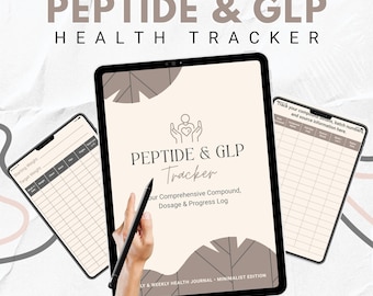 Peptide GLP Tracker, Injection Log, dosage tracker, weight loss & wellness journal, monthly planner, digital download, peptide track sheets