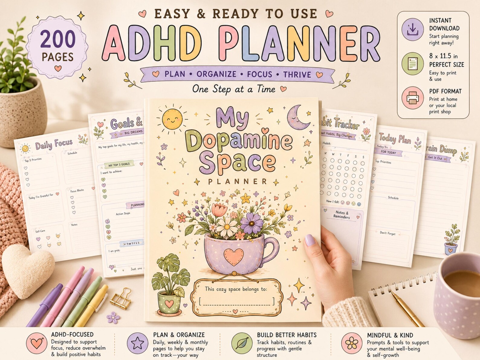 ADHD Planner Printable, Adult ADHD Journal
